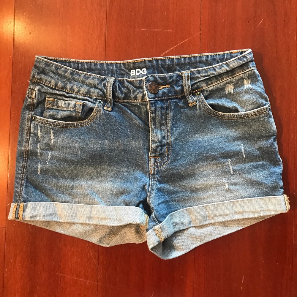 Urban Outfitters cuffed light denim jean shorts